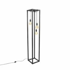 QAZQA Lampadaires Lampadaire En Acier Noir -Éclairage Soldes 2024 lampadaire en acier noir 27