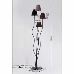 Kare Design Lampadaires Lampadaire En Acier Noir 5 Abat-jours En Coton Marron H163 -Éclairage Soldes 2024 lampadaire en acier noir 5 abat jours en coton marron h163 3