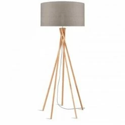 Good & Mojo Lampadaires Lampadaire En Bambou Et Lin Gris H160cm