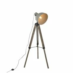 QAZQA Lampadaires Lampadaire En Bois Marron