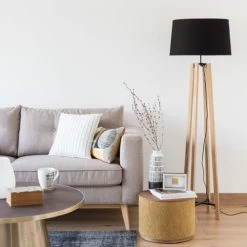 Maisons Du Monde Lampadaires Lampadaire En Chêne Et Abat-jour Noir H146 -Éclairage Soldes 2024 lampadaire en chene et abat jour noir h146 1000 13 25 194816 4