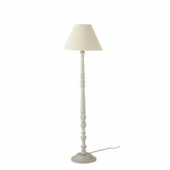 Maisons Du Monde Lampadaires Lampadaire En Manguier Et Abat-jour Blanc Cassé H162