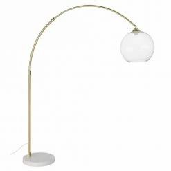Maisons Du Monde Lampadaires Lampadaire En Marbre Blanc Et Métal Doré, Abat-jour Globe En Verre H153