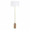 Maisons Du Monde Lampadaires Lampadaire En Marbre Rose Et Métal Doré, Abat-jour En Coton Blanc H156