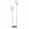 Maisons Du Monde Lampadaires Lampadaire En Métal Doré Et 2 Globes En Verre Ambré H161