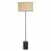 Maisons Du Monde Lampadaires Lampadaire En Métal Et Marbre Noirs Abat-jour Cannage En Rotin Tressé H164
