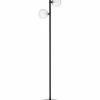 Wadiga Lampadaires Lampadaire En Métal Noir 2 Globes En Verre H130cm -Éclairage Soldes 2024 lampadaire en metal noir 2 globes en verre h130cm