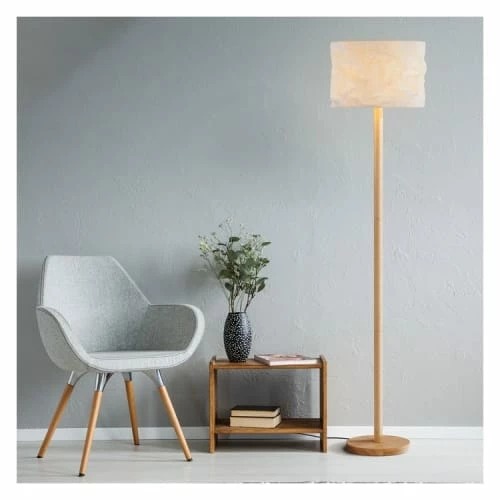 Rendez Vous Déco Lampadaires Lampadaire En Papier Blanc Et Bois D'hévéa 4 Rendez Vous Déco Lampadaires Lampadaire En Papier Blanc Et Bois D'hévéa – Image 2