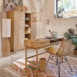 Maisons Du Monde Lampadaires Lampadaire En Tiges De Rotin Et Abat-jour En Lin Blanc H140 -Éclairage Soldes 2024 lampadaire en tiges de rotin et abat jour en lin blanc h140 1000 14 40 224023 2