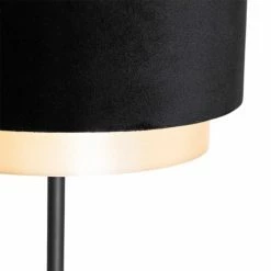 QAZQA Lampadaires Lampadaire En Tissu Noir -Éclairage Soldes 2024 lampadaire en tissu noir 5