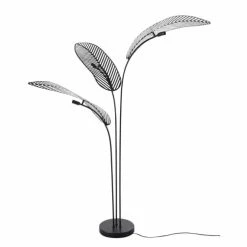 Maisons Du Monde Lampadaires Lampadaire Feuilles De Palmier En Métal Noir Mat H163