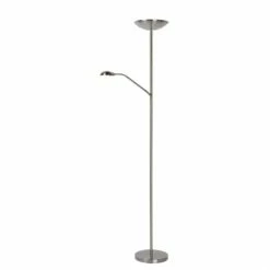 Lucide Lampadaires Lampadaire LED Avec Liseuse Métal Argent H180cm