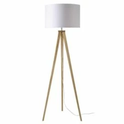 Maisons Du Monde Lampadaires Lampadaire Trépied En Frêne Et Abat-jour Noir H155 -Éclairage Soldes 2024 lampadaire trepied en frene avec abat jour en coton blanc h156 karlsen 1000 11 1 154694 2