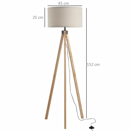 Homcom Lampadaires Lampadaire Trépied Style Scandinave H152 Cm Bois De Pin Lin Beige 5 Homcom Lampadaires Lampadaire Trépied Style Scandinave H152 Cm Bois De Pin Lin Beige – Image 3