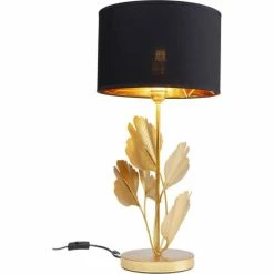 Kare Design Lampes à Poser Lampe 5 Feuilles De Ginkgo Acier Doré Et Abat-jour Coton Noir -Éclairage Soldes 2024 lampe 5 feuilles de ginkgo acier dore et abat jour coton noir 4