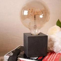 Junny Lampes à Poser Lampe à Poser En Béton Anthracite Avec Son Ampoule à Message -Éclairage Soldes 2024 lampe a poser en beton anthracite avec son ampoule a message 2