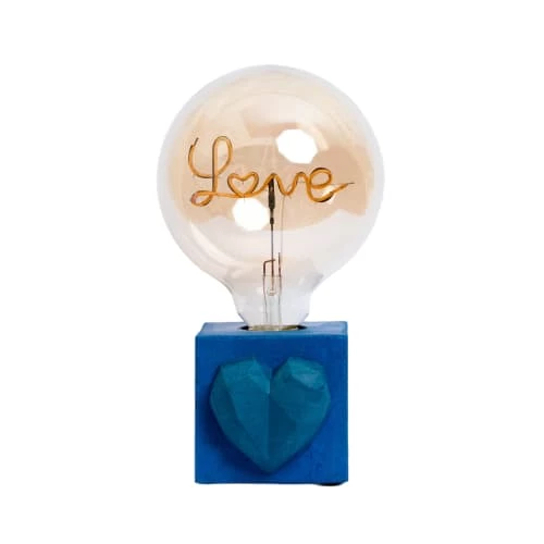 Junny Lampes à Poser Lampe à Poser En Béton Bleu Pétrole Avec Son Ampoule à Message 4 Junny Lampes à Poser Lampe à Poser En Béton Bleu Pétrole Avec Son Ampoule à Message – Image 2