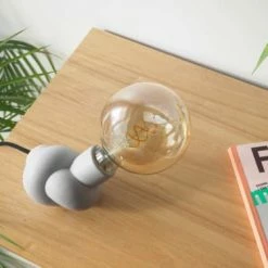 Gone's Lampes à Poser Lampe à Poser En Béton Et Bois Cordon Noir Ampoule LED Edison -Éclairage Soldes 2024 lampe a poser en beton et bois cordon noir ampoule led edison 2