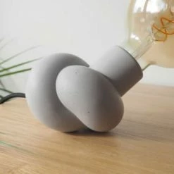 Gone's Lampes à Poser Lampe à Poser En Béton Et Bois Cordon Noir Ampoule LED Edison -Éclairage Soldes 2024 lampe a poser en beton et bois cordon noir ampoule led edison 3
