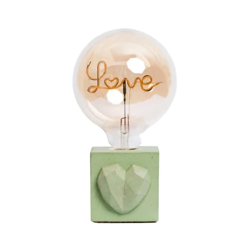 Junny Lampes à Poser Lampe à Poser En Béton Vert Avec Son Ampoule à Message 4 Junny Lampes à Poser Lampe à Poser En Béton Vert Avec Son Ampoule à Message – Image 2