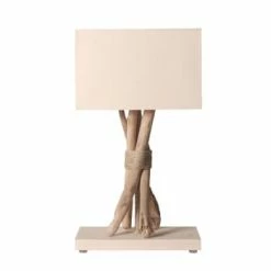 Coc'art Lampes à Poser Lampe à Poser En Bois Blanc Cassé -Éclairage Soldes 2024 lampe a poser en bois blanc casse 2