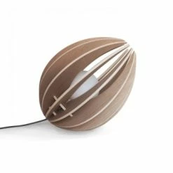 Gone's Lampes à Poser Lampe à Poser En Bois Chêne Naturel Avec Fil Blanc -Éclairage Soldes 2024 lampe a poser en bois chene naturel avec fil noir