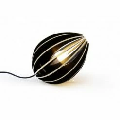 Gone's Lampes à Poser Lampe à Poser En Bois Frêne Teinté Blanc Avec Fil Noir -Éclairage Soldes 2024 lampe a poser en bois frene teinte noir avec fil noir