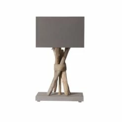 Coc'art Lampes à Poser Lampe à Poser En Bois Blanc Cassé -Éclairage Soldes 2024 lampe a poser en bois gris
