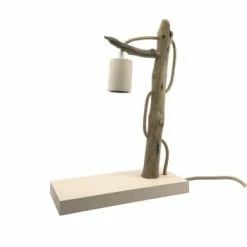 Coc'art Lampes à Poser Lampe à Poser En Bois Recyclé Blanc -Éclairage Soldes 2024 lampe a poser en bois recycle blanc casse 1