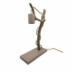 Coc'art Lampes à Poser Lampe à Poser En Bois Recyclé Blanc -Éclairage Soldes 2024 lampe a poser en bois recycle taupe 3