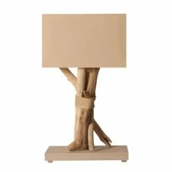 Coc'art Lampes à Poser Lampe à Poser En Bois Blanc Cassé -Éclairage Soldes 2024 lampe a poser en bois taupe