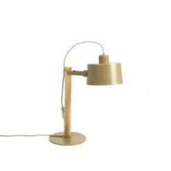 DIZY Design Lampes à Poser Lampe à Poser En Chêne Et Métal Vernis BRUT -Éclairage Soldes 2024 lampe a poser en chene et metal laiton 1