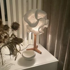 Now’s Home Lampes à Poser Lampe à Poser En Zipper Ivoire Pied En Teck H64 -Éclairage Soldes 2024 lampe a poser en zipper ivoire pied en teck h64 4