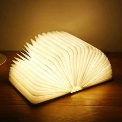 Coup De Coeur Lampes à Poser Lampe à Poser Livre Led Couverture En Bois -Éclairage Soldes 2024 lampe a poser livre led couverture en bois 3