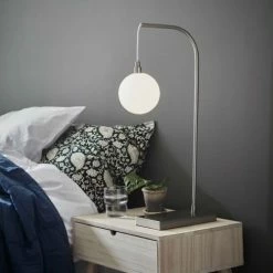 Markslöjd Lampes à Poser Lampe à Poser Métal Argent/verre Opalin H60cm -Éclairage Soldes 2024 lampe a poser metal argent verre opalin h60cm 1