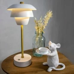 Pirouette Paris Lampes à Poser Lampe à Poser Rechargeable En Métal Blanc Et Doré H31 -Éclairage Soldes 2024 lampe a poser rechargeable en metal blanc et dore h31 3