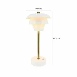 Pirouette Paris Lampes à Poser Lampe à Poser Rechargeable En Métal Blanc Et Doré H31 -Éclairage Soldes 2024 lampe a poser rechargeable en metal blanc et dore h31 5