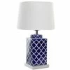 Wadiga Lampes à Poser Lampe à Poser Style Oriental En Porcelaine Bleue Et Blanche - 35x35x57 -Éclairage Soldes 2024 lampe a poser style oriental en porcelaine bleue et blanche 35x35x57