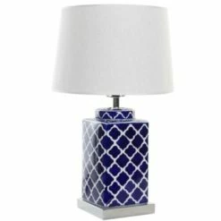 Wadiga Lampes à Poser Lampe à Poser Style Oriental En Porcelaine Bleue Et Blanche - 35x35x57 -Éclairage Soldes 2024 lampe a poser style oriental en porcelaine bleue et blanche 35x35x57 4