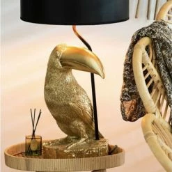Meubles & Design Lampes à Poser Lampe Art Déco Forme Toucan Résine Doré -Éclairage Soldes 2024 lampe art deco forme toucan resine dore 1