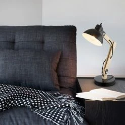 Globo Lampes à Poser Lampe De Bureau En Bois Noir -Éclairage Soldes 2024 lampe de bureau en bois noir 8