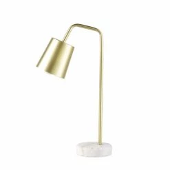 Maisons Du Monde Lampes De Chevet Enfant Lampe De Bureau En Métal Doré Et Marbre Blanc