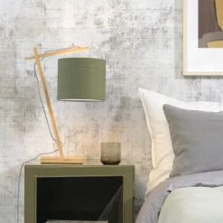 Good & Mojo Lampes à Poser Lampe De Table Bambou/lin Vert H46cm -Éclairage Soldes 2024 lampe de table bambou lin vert h46cm 1