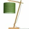 Good & Mojo Lampes à Poser Lampe De Table Bambou/lin Vert H46cm -Éclairage Soldes 2024 lampe de table bambou lin vert h46cm