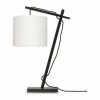 Good & Mojo Lampes à Poser Lampe De Table Bambou Noir/lin H46cm -Éclairage Soldes 2024 lampe de table bambou noir lin h46cm