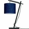 Good & Mojo Lampes à Poser Lampe De Table Bambou Noir/lin H46cm -Éclairage Soldes 2024 lampe de table bambou noir lin h46cm 24
