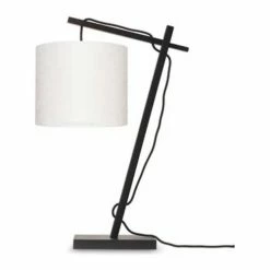 Good & Mojo Lampes à Poser Lampe De Table Bambou Noir/lin H46cm