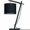Good & Mojo Lampes à Poser Lampe De Table Bambou Noir/lin H46cm -Éclairage Soldes 2024 lampe de table bambou noir lin h46cm 36