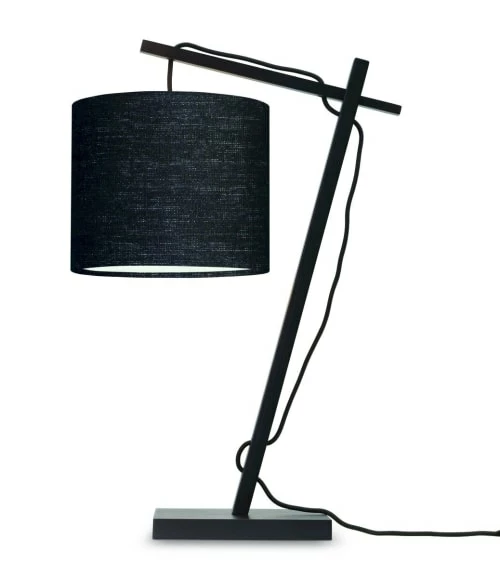 Good & Mojo Lampes à Poser Lampe De Table Bambou Noir/lin H46cm 3 Good & Mojo Lampes à Poser Lampe De Table Bambou Noir/lin H46cm