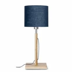 Good & Mojo Lampes à Poser Lampe De Table En Bambou Abat-jour En Lin Bleu Denim, H. 59cm -Éclairage Soldes 2024 lampe de table en bambou abat jour en lin bleu denim h 59cm 5